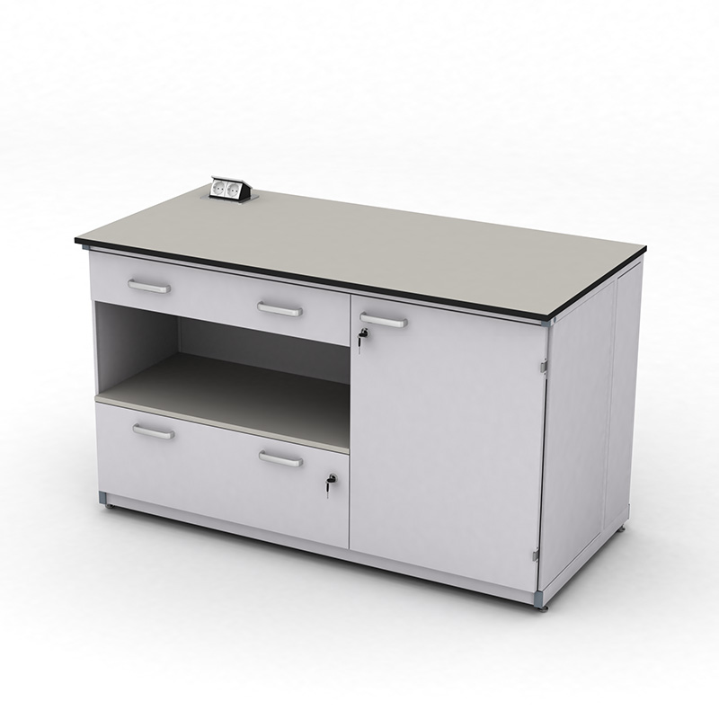 Cтіл демонстраційний лабораторний ЕКСПЕРТ з розетками, шухлядами та тумбою, 1500х750х900, HPL-пластик, арт. 141-08.525